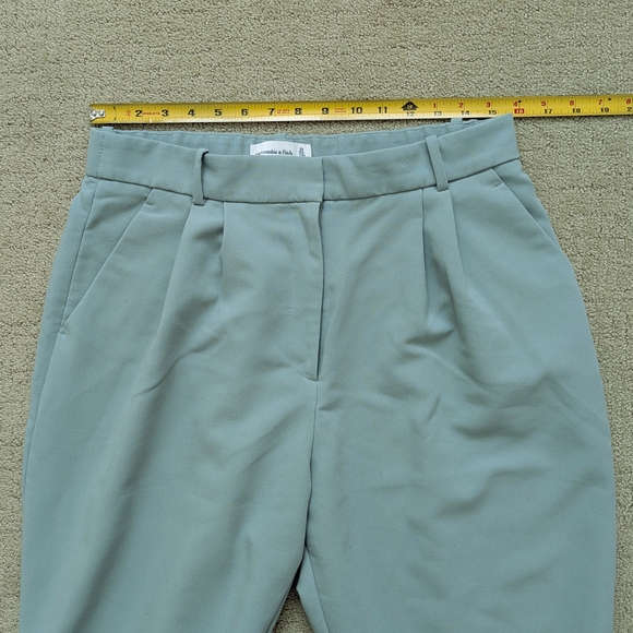 ABERCROMBIE & FITCH Curve Love Sloane Tailored Wide Leg Pant 31 12S Green Pleate - Picture 7 of 10